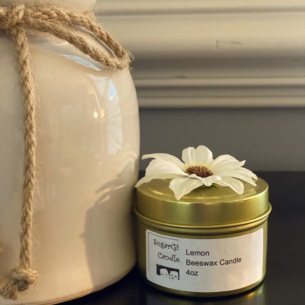 SugarGirlz Handmade Lemon Beeswax Candle 4 oz